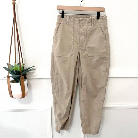 Banana Republic High Rise Tan Chino Khaki Barrel Pants Size 4 539189 - Picture 1 of 5